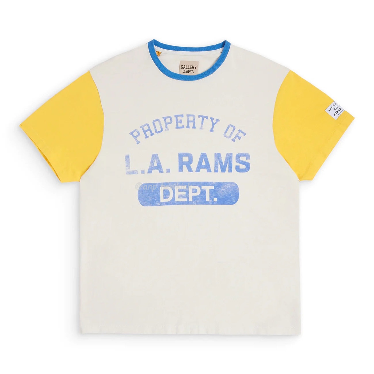 Gallery Dept X La Rams Color Block Tee Rams Co Branded Old Print Contrast Short Sleeve T Shirt (4) - newkick.cc